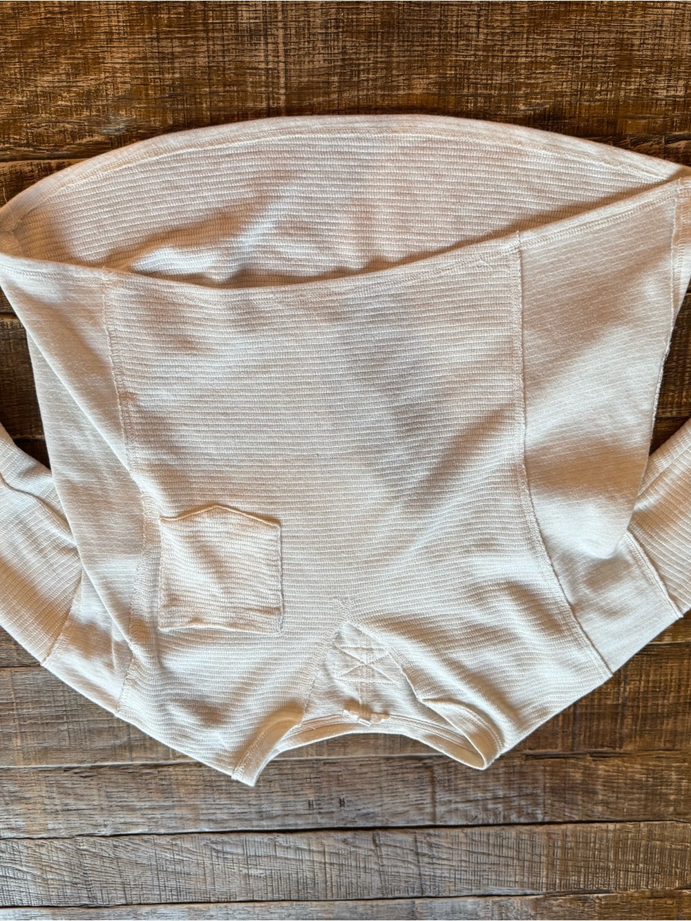 Blu Pepper Cream Ribbed Scoop Neck Tee